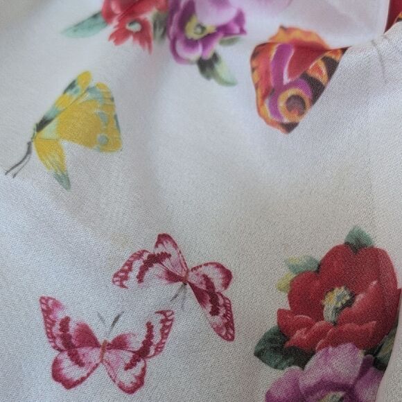 Floral Butterfly Print Oblong Scarf Cottagecore Fairy Garden Lightweight - Picture 3 of 8